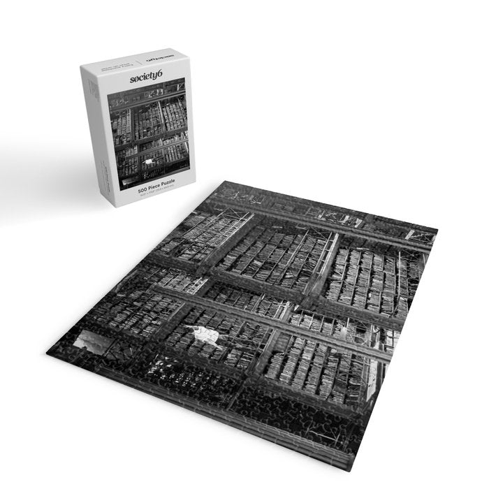 A book lovers dream - Cast-iron Book Alcoves Cincinnati Library black and white photography Jigsaw Puzzle Gallery Image 2