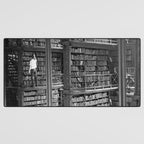 A book lovers dream - Cast-iron Book Alcoves Cincinnati Library black and white photography Desk Mat Gallery Image 3
