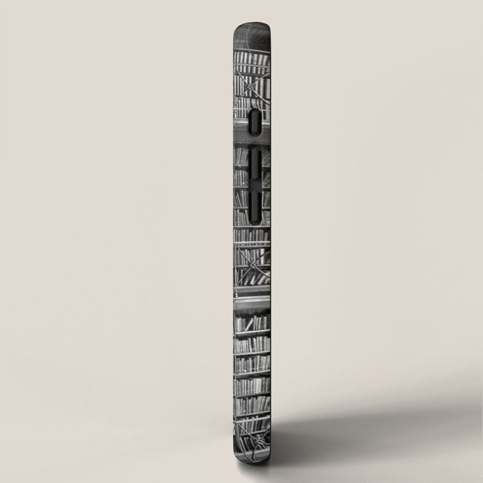 A book lovers dream - Cast-iron Book Alcoves Cincinnati Library black and white photography iPhone Case Gallery Image 2