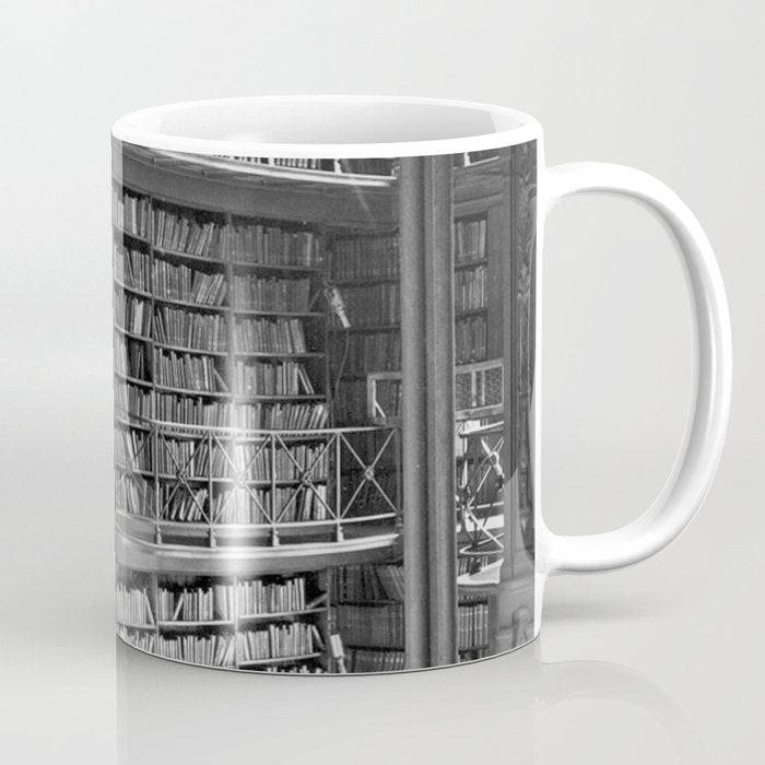 A book lovers dream - Cast-iron Book Alcoves Cincinnati Library black and white photography Coffee Mug Gallery Image 1