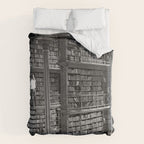 A book lovers dream - Cast-iron Book Alcoves Cincinnati Library black and white photography Duvet Cover Gallery Image 6
