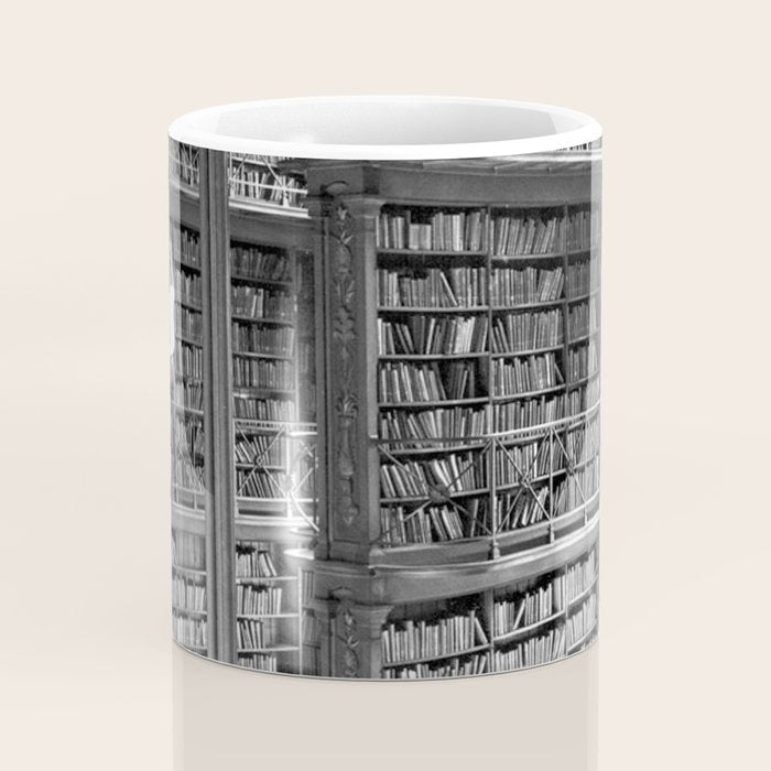 A book lovers dream - Cast-iron Book Alcoves Cincinnati Library black and white photography Coffee Mug Gallery Image 4