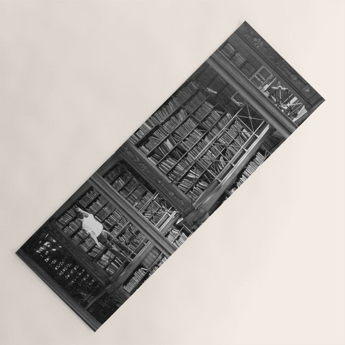 A book lovers dream - Cast-iron Book Alcoves Cincinnati Library black and white photography Yoga Mat Gallery Image 1