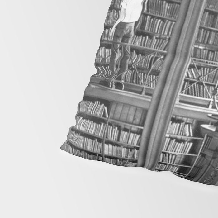 A book lovers dream - Cast-iron Book Alcoves Cincinnati Library black and white photography Pillow Sham Gallery Image 4