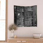 A book lovers dream - Cast-iron Book Alcoves Cincinnati Library black and white photography Wall Tapestry Gallery Image 2