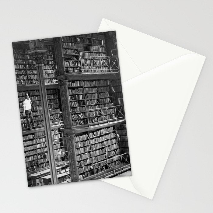A book lovers dream - Cast-iron Book Alcoves Cincinnati Library black and white photography Stationery Card Gallery Image 2