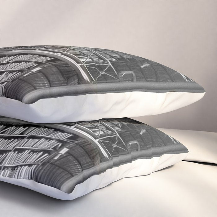 A book lovers dream - Cast-iron Book Alcoves Cincinnati Library black and white photography Pillow Sham Gallery Image 3