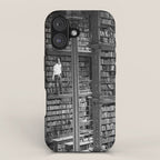 A book lovers dream - Cast-iron Book Alcoves Cincinnati Library black and white photography iPhone Case Gallery Image 1