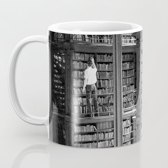 A book lovers dream - Cast-iron Book Alcoves Cincinnati Library black and white photography Coffee Mug Gallery Image 3
