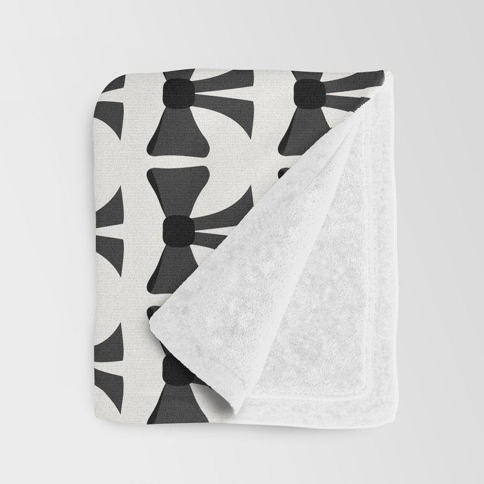 Vintage Bows I Black and White Throw Blanket Gallery Image 3