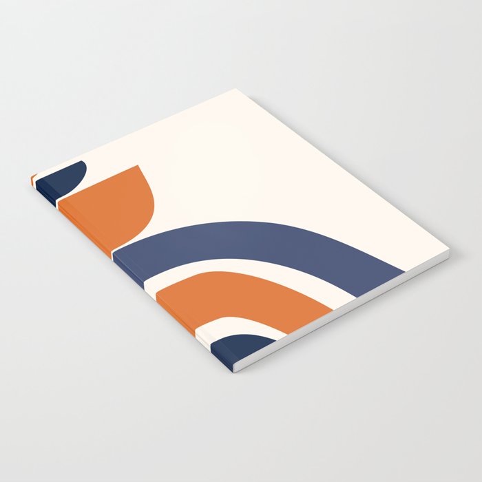 Abstract Shapes 14 in Orange and Navy Blue (Rainbow and Moon Phases Abstraction) Notebook Gallery Image 2