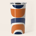 Abstract Shapes 14 in Orange and Navy Blue (Rainbow and Moon Phases Abstraction) Travel Mug Gallery Image 1