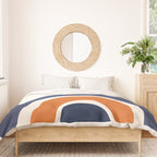 Abstract Shapes 14 in Orange and Navy Blue (Rainbow and Moon Phases Abstraction) Duvet Cover Gallery Image 3