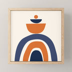 Abstract Shapes 14 in Orange and Navy Blue (Rainbow and Moon Phases Abstraction) Mini Art Print Gallery Image 1