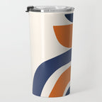 Abstract Shapes 14 in Orange and Navy Blue (Rainbow and Moon Phases Abstraction) Travel Mug Gallery Image 3