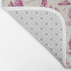 Magenta Alien Abduction Toile De Jouy Pattern Bath Mat Gallery Image 2