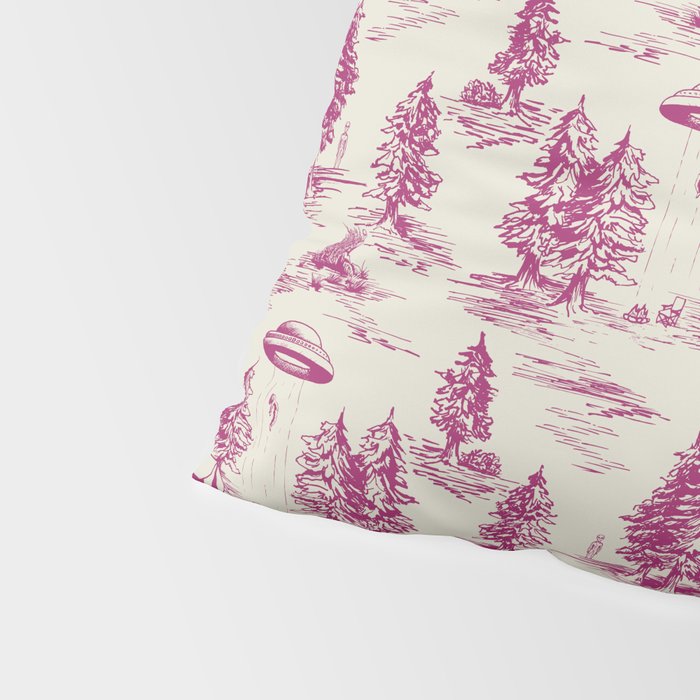 Magenta Alien Abduction Toile De Jouy Pattern Pillow Sham Gallery Image 4