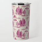 Magenta Alien Abduction Toile De Jouy Pattern Travel Mug Gallery Image 1