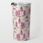 Magenta Alien Abduction Toile De Jouy Pattern Travel Mug Gallery Image 3