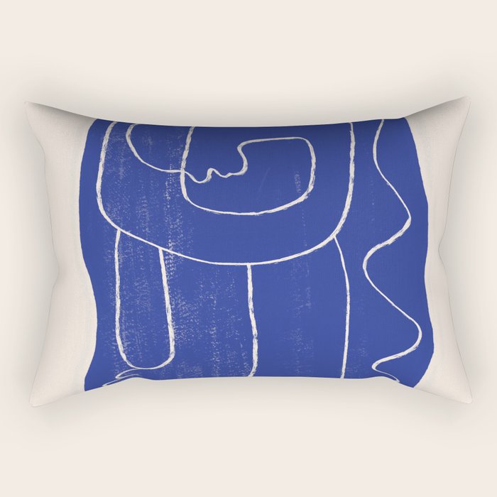 Abstract line art Figure 7  Cobalt Blue Rectangular Pillow Gallery Image 1