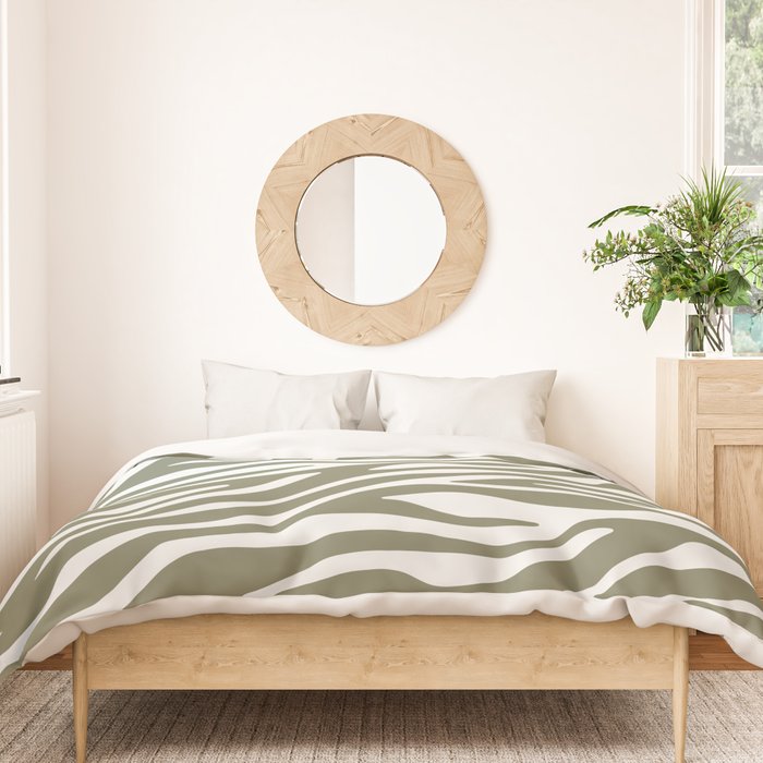Olive Zebra Animal Print Duvet Cover Gallery Image 3