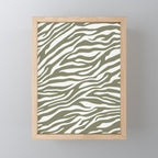 Olive Zebra Animal Print Mini Art Print Gallery Image 1
