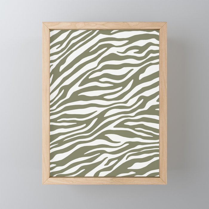 Olive Zebra Animal Print Mini Art Print Gallery Image 1