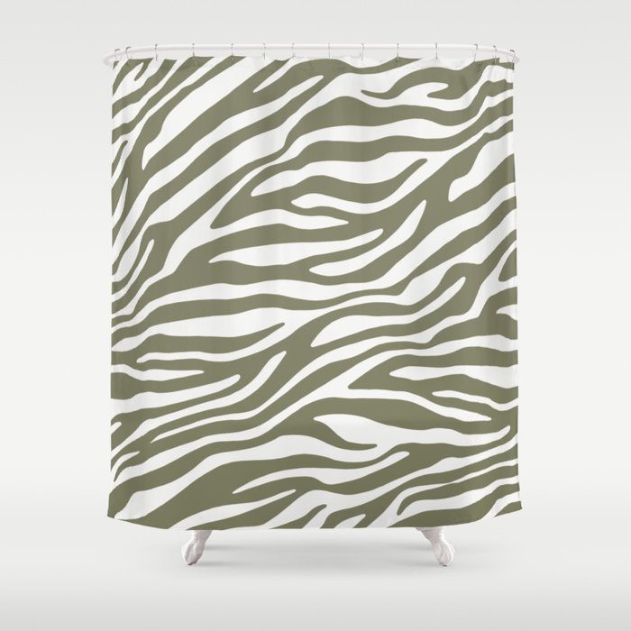 Olive Zebra Animal Print Shower Curtain Gallery Image 1