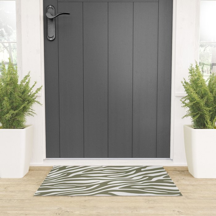 Olive Zebra Animal Print Welcome Mat Gallery Image 3