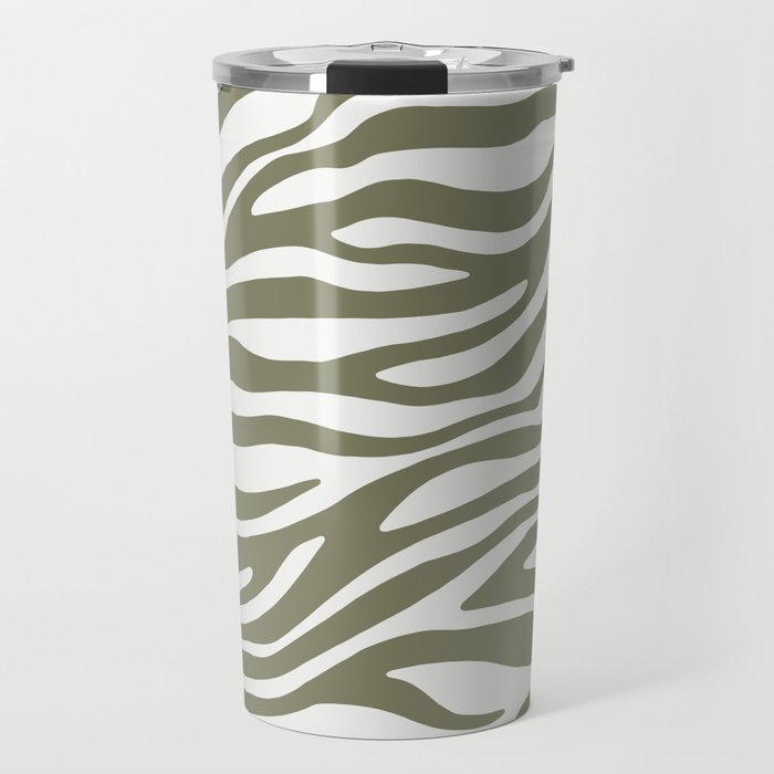 Olive Zebra Animal Print Travel Mug Gallery Image 1