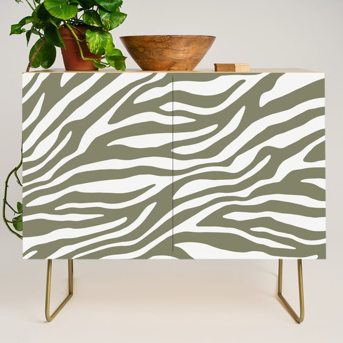 Olive Zebra Animal Print Credenza Gallery Image 1