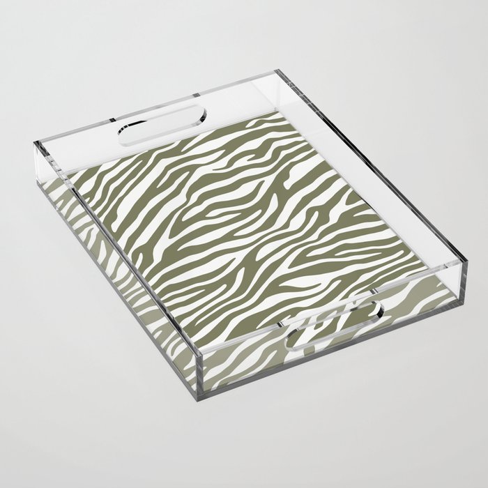 Olive Zebra Animal Print Acrylic Tray Gallery Image 1