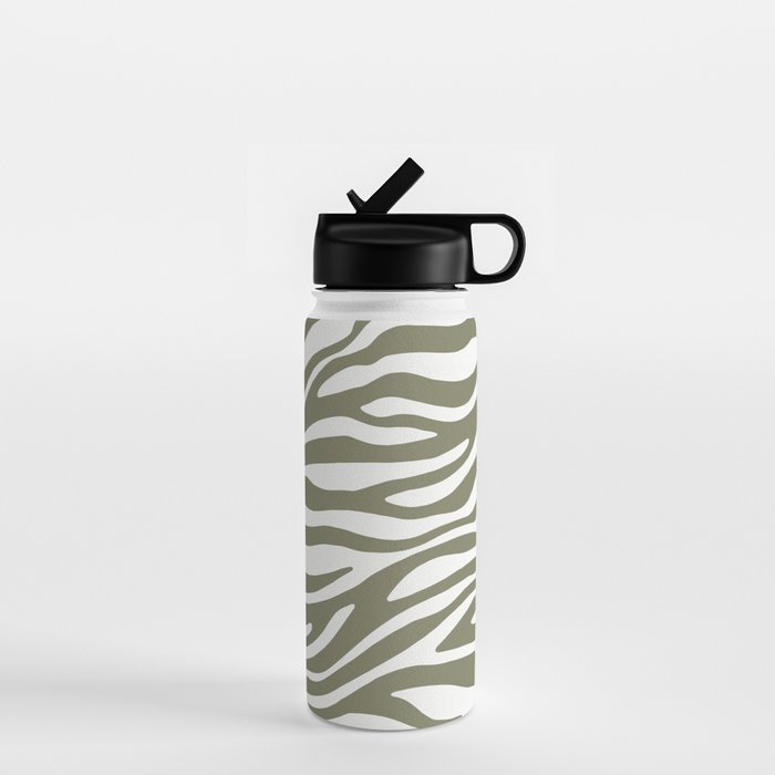 Olive Zebra Animal Print Water Bottle Gallery Image 1
