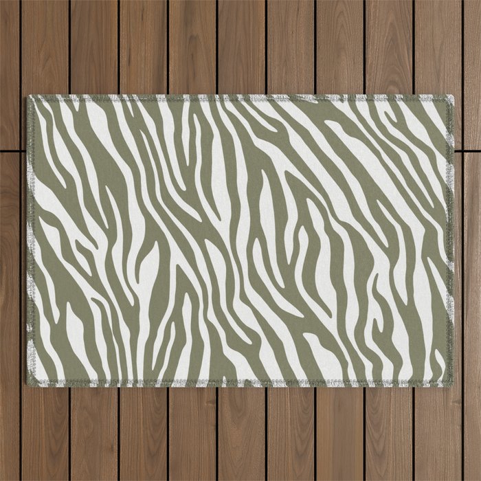 Olive Zebra Animal Print Outdoor Rug Gallery Image 1