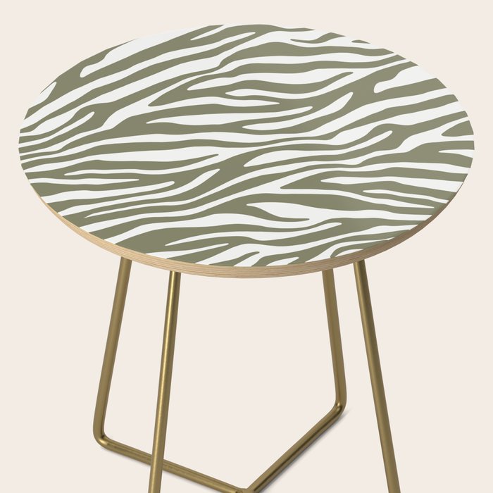 Olive Zebra Animal Print Side Table Gallery Image 2