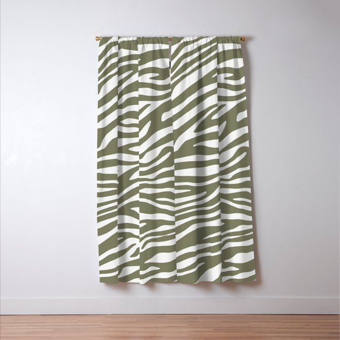 Olive Zebra Animal Print Window Curtain Gallery Image 3