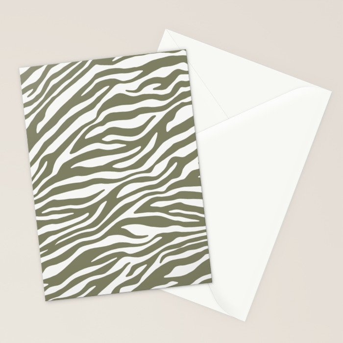 Olive Zebra Animal Print Stationery Card Gallery Image 2