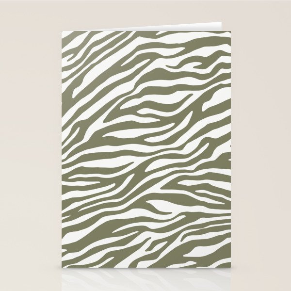 Olive Zebra Animal Print Stationery Card Gallery Image 2