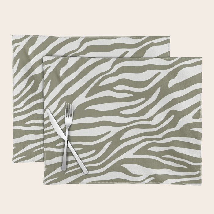 Olive Zebra Animal Print Placemat Gallery Image 1
