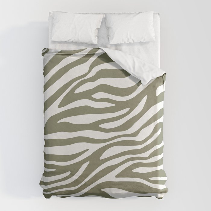 Olive Zebra Animal Print Duvet Cover Gallery Image 1