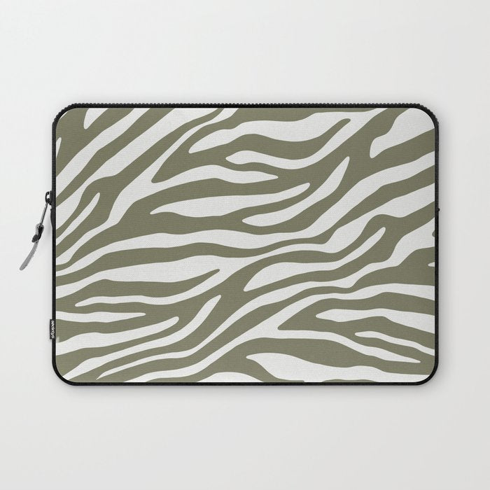 Olive Zebra Animal Print Laptop Sleeve Gallery Image 1