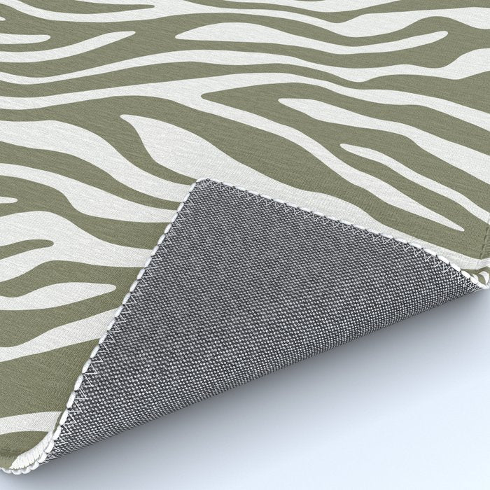 Olive Zebra Animal Print Rug Gallery Image 4