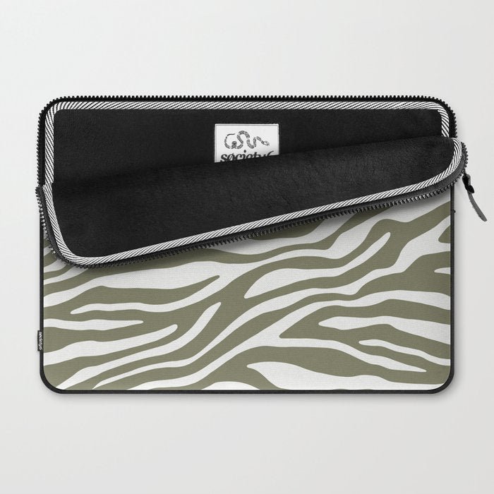 Olive Zebra Animal Print Laptop Sleeve Gallery Image 2