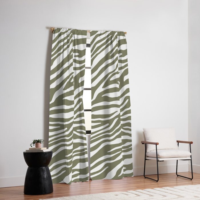 Olive Zebra Animal Print Window Curtain Gallery Image 2