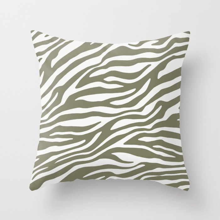 Olive Zebra Animal Print Throw Pillow Gallery Image 6