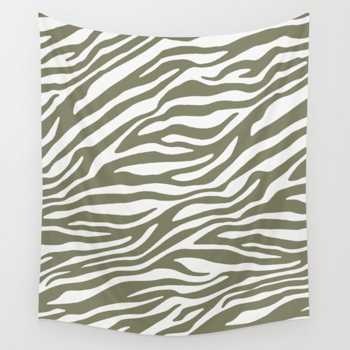 Olive Zebra Animal Print Wall Tapestry Gallery Image 1