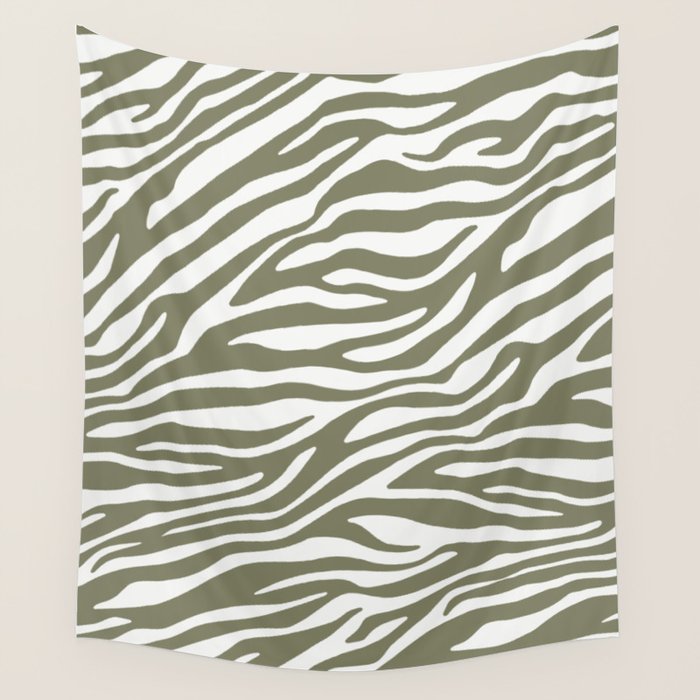Olive Zebra Animal Print Wall Tapestry Gallery Image 4