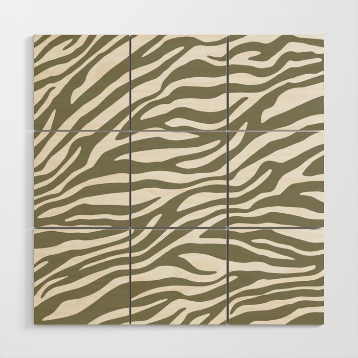 Olive Zebra Animal Print Wood Wall Art Gallery Image 1