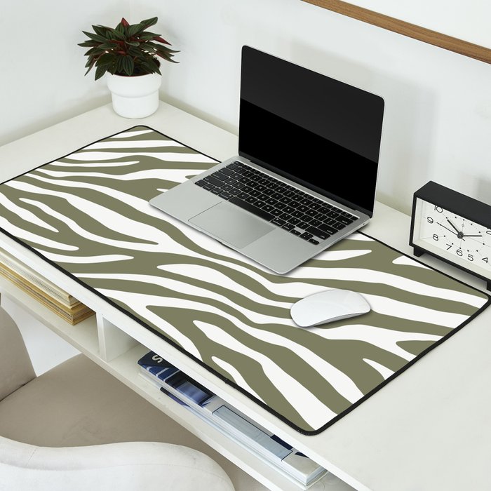 Olive Zebra Animal Print Desk Mat Gallery Image 2