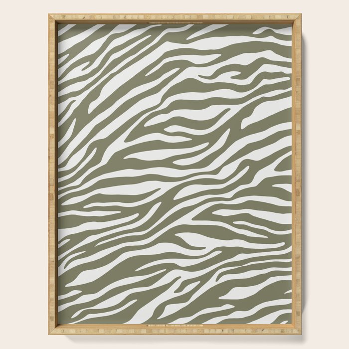Olive Zebra Animal Print Serving Tray Gallery Image 1